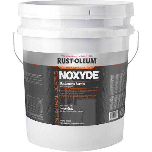 Noxyde Elastomeric Acrylic Coating, 5 gal., Pail, Grey Par Equipment