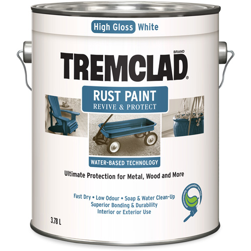 Tremclad&reg; Water-Based Rust Paint, 3.78 L, Gallon, White Par Equipment