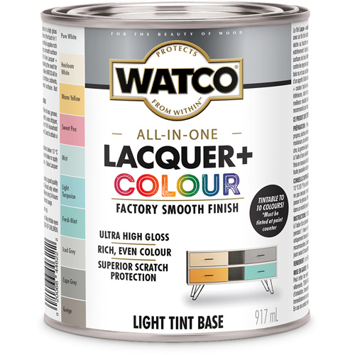 Composant de base clair pour finition laqu&eacute;e + couleur tout-en-un Watco, 946 ml, Base &agrave; ton clair, Tr&egrave;s brillant Par Equipment
