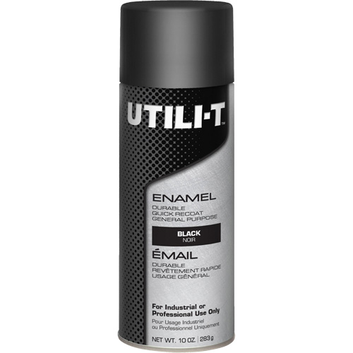 UTILI-T General Purpose Enamel Spray Paint, Black, Gloss, 10 oz./283 g, Aerosol Can Par Equipment
