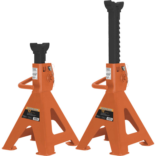 872B Jack Stands, Locking Handle/Ratchet, 12 Ton(s) Capacity, 19-1/4" - 28-1/3" H Par Equipment