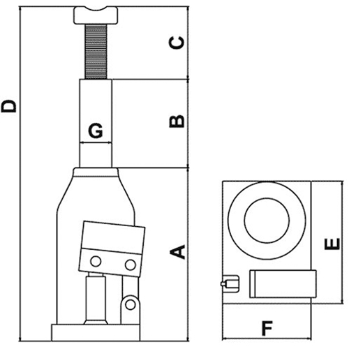 Cric-bouteille, 5 tonnes, 13-2/5' Hauteur &eacute;lev&eacute;e Par Equipment
