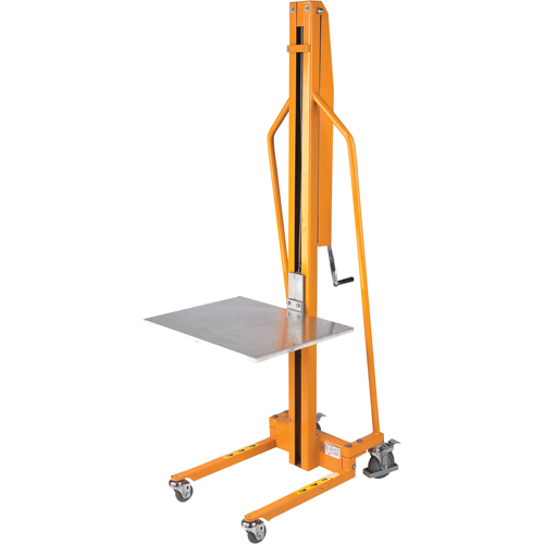 Platform Lift Stacker, Hand Winch Operated, 220 lbs. Capacity, 58-1/2" Max Lift Par Equipment