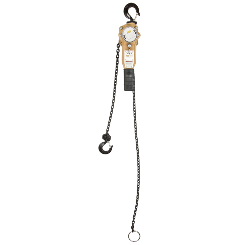 Heavy Duty Gold Series Lever Chain Hoist, 5' Lift, 500 lbs. (0.25 tons) Capacity, Alloy Steel Chain Par Equipment
