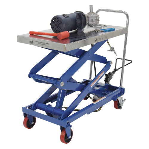 Pneumatic Hydraulic Scissor Lift Table, Steel, 35-1/2" L x 20" W, 800 lbs. Cap. Par Equipment