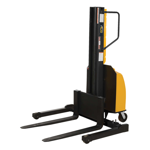 Narrow Mast Powered Lift Stacker, Electric Operated, 1500 lbs. Capacity, 98" Max Lift Par Equipment