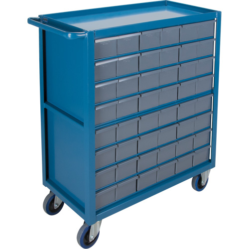 Drawer Shelf Cart, 1200 lbs. Capacity, Steel, 18" x W, 35" x H, 36" D, Rubber Wheels, All-Welded, 48 Drawers Par Equipment