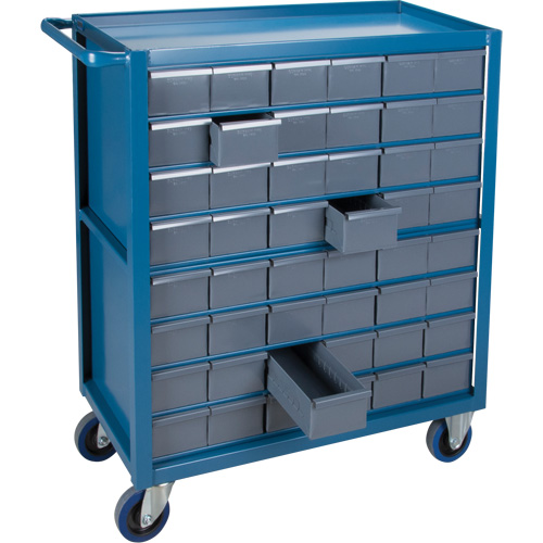 Drawer Shelf Cart, 1200 lbs. Capacity, Steel, 18" x W, 35" x H, 36" D, Rubber Wheels, All-Welded, 48 Drawers Par Equipment