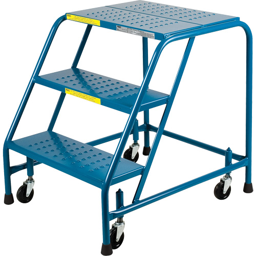 CSA-Certified Rolling Step Ladder, 3 Steps, 22" Step Width, 28" Platform Height, Steel Par Equipment