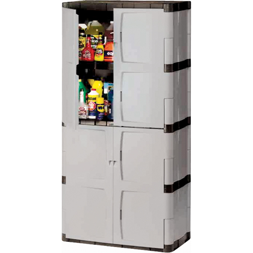 Heavy-Duty Cabinets, Plastic, 3 Shelves, 72" H x 36" W x 18" D, Mica and Charcoal Par Equipment