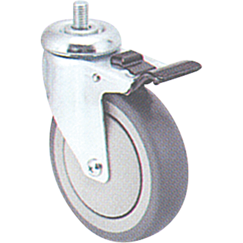 Zinc Plated Caster, Swivel with Brake, 5" (127 mm) Dia., 240 lbs. (108 kg.) Capacity Par Equipment