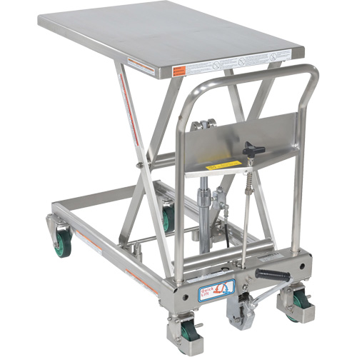 Hydraulic Scissor Lift Table, 31-1/2" L x 19-1/2" W, Stainless Steel, 550 lbs. Capacity Par Equipment
