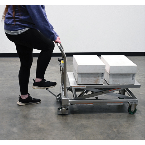 Hydraulic Scissor Lift Table, 31-1/2" L x 19-1/2" W, Stainless Steel, 550 lbs. Capacity Par Equipment