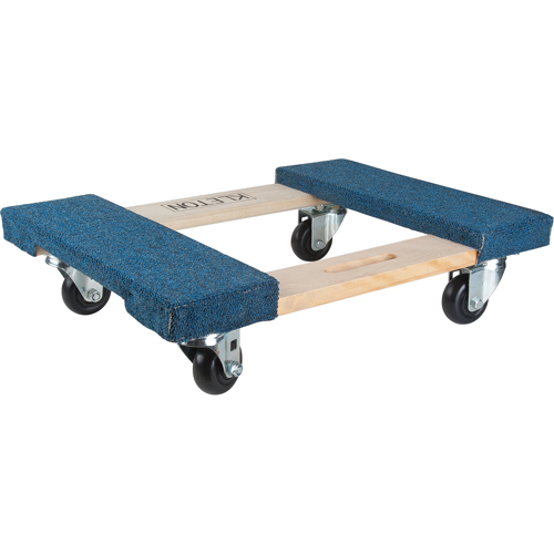 Carpeted Ends Hardwood Dolly, Wood Frame, 18" W x 24" L, 900 lbs. Capacity Par Equipment