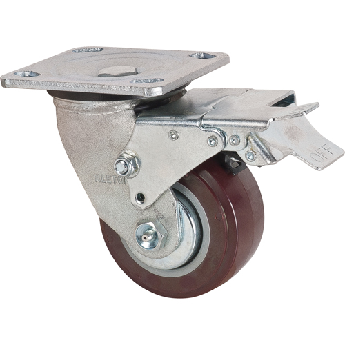 Roulette, Pivotant avec frein, 4" (101,6 mm), Polyur&eacute;thane,  Par Equipment