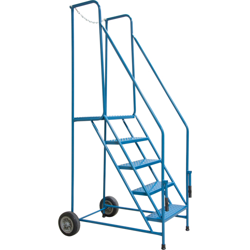 Trailer Access Rolling Ladder with Rails, 4 Steps, 22" Step Width, 37" Platform Height, Steel Par Equipment