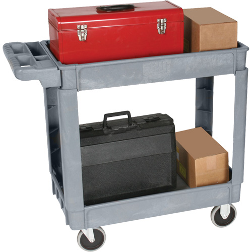 Deluxe Utility Cart, 2 Tiers, 25" x 35-1/2" x 43.5"/43-1/2", 550 lbs. Capacity Par Equipment