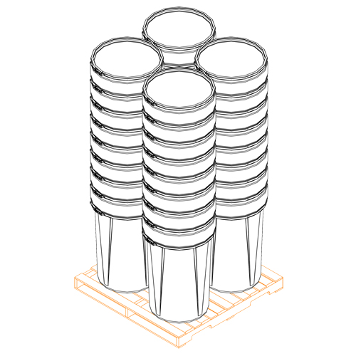 Baril emboîtable en poly&eacute;thyl&egrave;ne, 55 gal. US (45 gal. imp.), Dessus ouvert, Jaune Par Equipment