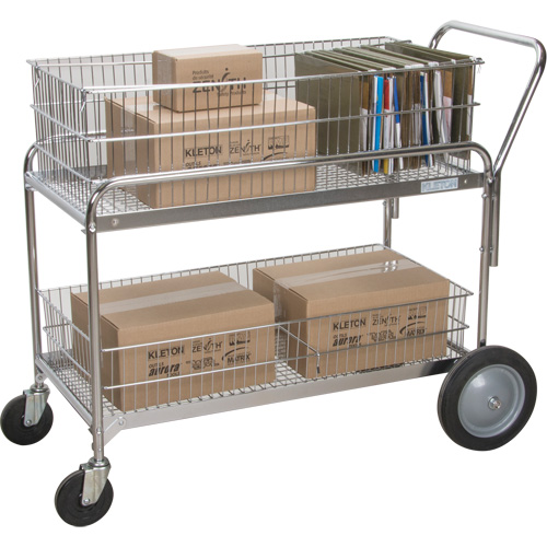 Chariot de bureau en treillis m&eacute;tallique pour le courrier, 250 lb Capacit&eacute;, Chrome, 23" p x 42" la x 38" h, Chrom&eacute; Par Equipment