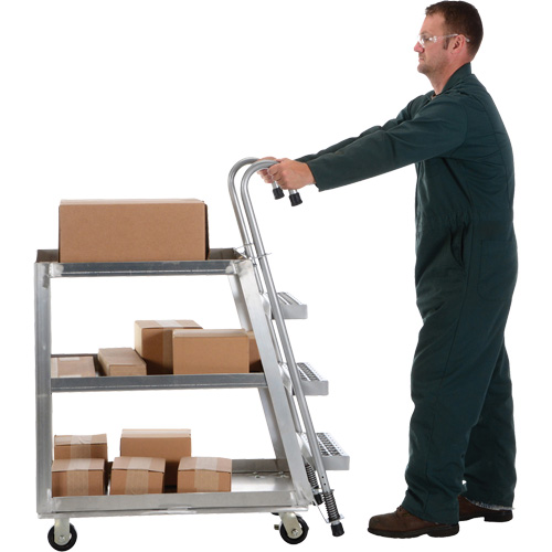 Chariot de pr&eacute;l&egrave;vement de stock, Aluminium, 21-7/8" la x 40" p, 3 tablettes, Capacit&eacute; 660 lb Par Equipment