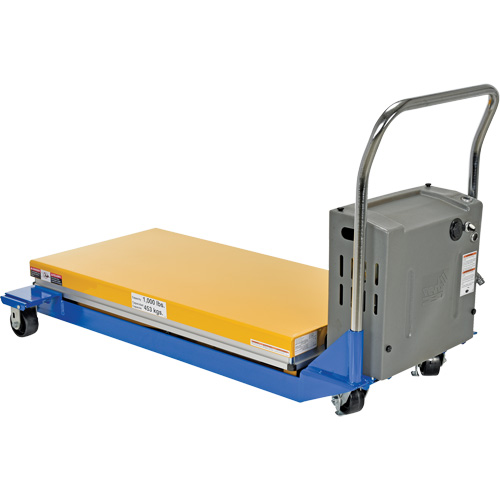 DC Powered & Manual Scissor Lift Table, Steel, 48" L x 24" W, 1000 lbs. Capacity Par Equipment