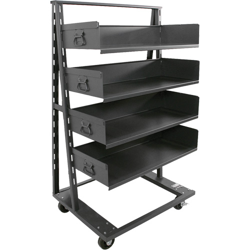 Single-Sided Heavy Duty A-Frame Cart with 4 Large Trays, 38" x 25" x 63", 2500 lbs. Capacity Par Equipment