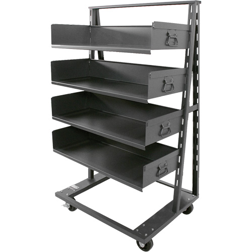 Single-Sided Heavy Duty A-Frame Cart with 4 Large Trays, 38" x 25" x 63", 2500 lbs. Capacity Par Equipment