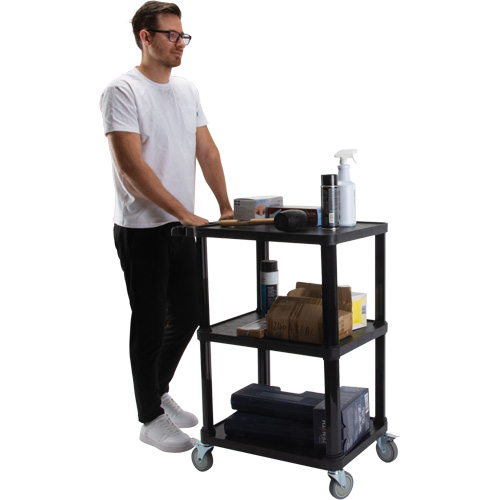 Utility Cart with Flat Shelf, 3 Tiers, 18-1/8" x 37-3/8" x 27-3/4", 330 lbs. Capacity Par Equipment