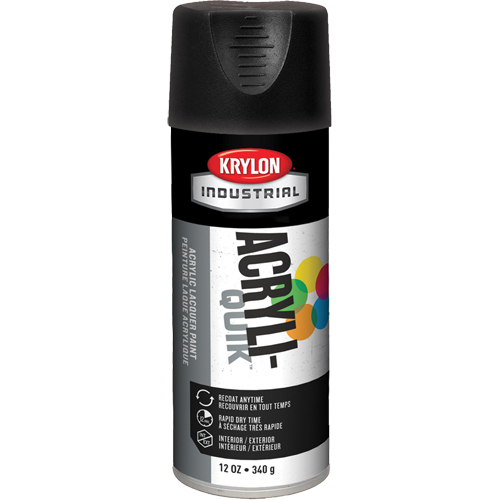 Laque industrielle Acryli-Quik, Noir, Ultra-mat, 12 oz, Canette a&eacute;rosol Par Equipment