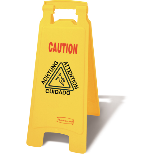 Wet Floor Safety Signs, Quadrilingual with Pictogram Par Equipment