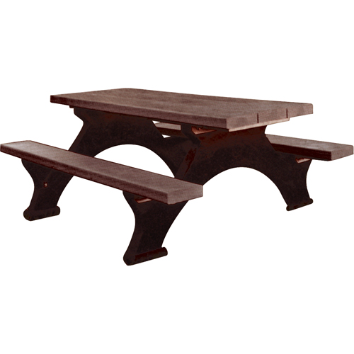 Recycled Plastic Picnic Tables, 8' L x 61-1/2" W, Brown Par Equipment