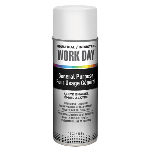 Industrial Work Day Paint, White, Very Flat, 10 oz., Aerosol Can Par Equipment