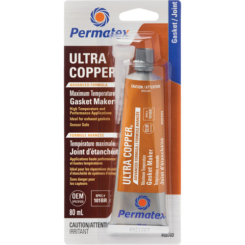 Ultra Copper&reg; Gasket Maker, 80 ml, Tube, Copper Par Equipment