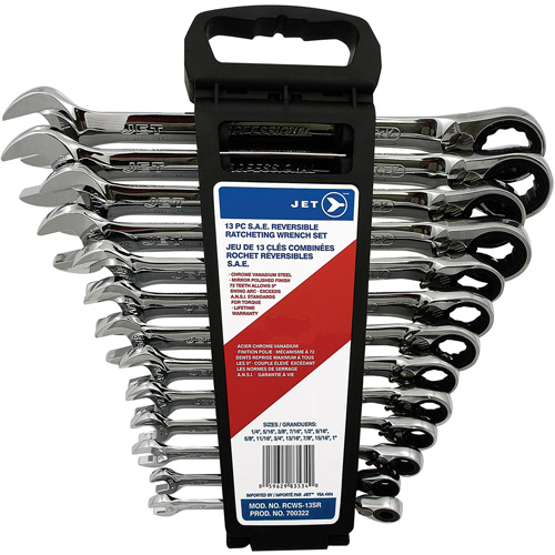 Long Pattern Reversible Wrench Set, Ratcheting Combination, 13 Pieces, Imperial Par Equipment