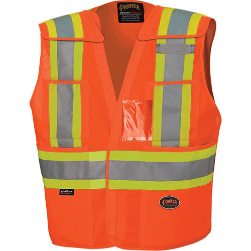 6930 Drop Shoulder Tear-Away Safety Vest, High Visibility Orange, Large/X-Large, Polyester Par Equipment