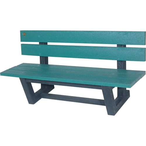 Outdoor Park Benches, Recycled Plastic, 72" L x 23-3/16" W x 29-13/16" H, Green Par Equipment