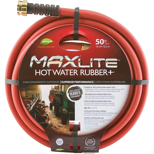 Hot Water Hose, Rubber, 5/8" dia. x 50' L Par Equipment