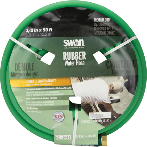 Professional-Grade Green Garden Hose, Rubber, 1/2" dia. x 100' Par Equipment