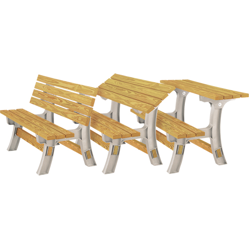 Basics&reg; Flip Top Park Bench / Table, Plastic, 96" L x 26" W x 34" H, Sand Par Equipment