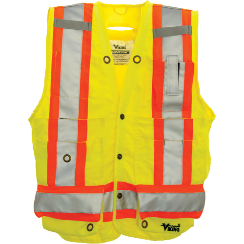 Surveyor Safety Vest, High Visibility Lime-Yellow, Large, Polyester Par Equipment