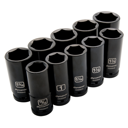 SAE Socket Set, 10 Pcs, Impact, 3/4" Drive Size, Deep Par Equipment