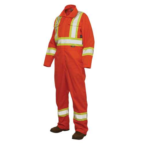 Combinaison de s&eacute;curit&eacute; non doubl&eacute;e, Grand, Orange haute visibilit&eacute; Par Equipment