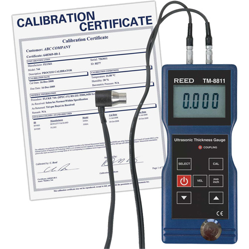 Thickness Gauge with ISO Certificate, Digital Display, Ultrasound, 0.05" to 7.9" (1.5 mm to 200 mm) Range Par Equipment