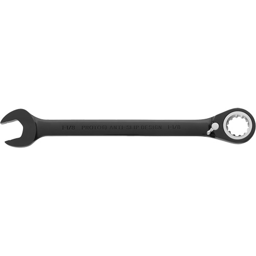 Reversible Combination Ratchet Wrench, 4/6/12 Point, 1-1/8", Black/Chrome Finish Par Equipment