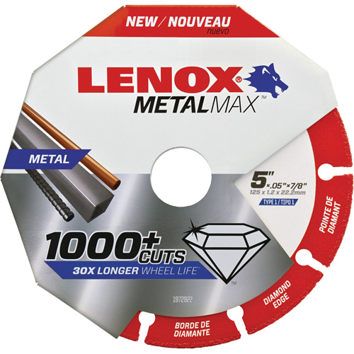 MetalMax Cut-Off Wheel, 5" x 0.05", 7/8" Arbor, Type 1, Diamond, 12200 RPM Par Equipment