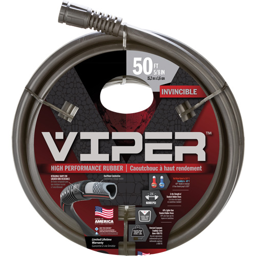 Tuyau haute performance Viper, Caoutchouc, 5/8" dia x 50' Par Equipment