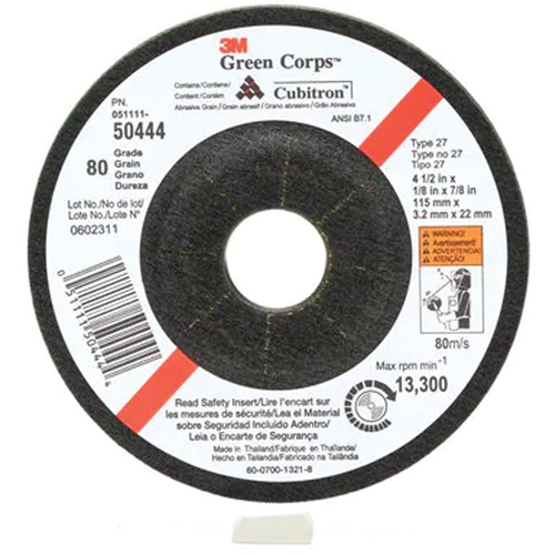Meule flexible Green Corps, 4-1/2" x 1/8", Arbre 7/8", C&eacute;ramique, Type 27 Par Equipment
