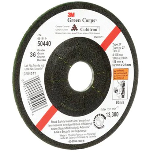 Meule flexible Green Corps, 4-1/2" x 1/8", Arbre 7/8", C&eacute;ramique, Type 27 Par Equipment