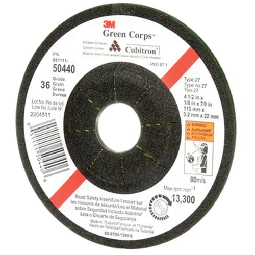 Meule flexible Green Corps, 4-1/2" x 1/8", Arbre 7/8", C&eacute;ramique, Type 27 Par Equipment