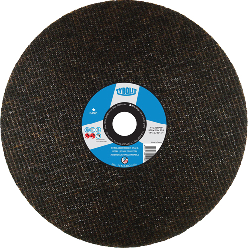 Chop Saw Wheel, 14" x 3/32", 1" Arbor, Type 1, Aluminum Oxide, 4400 RPM Par Equipment